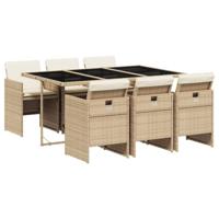 7-delige Tuinset met kussens poly rattan beige - thumbnail