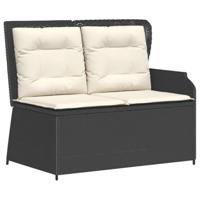 5-delige Loungeset met kussens poly rattan zwart - thumbnail