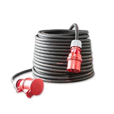 25 meter krachtstroomkabel 32A 5-polig 5 x 6,0mm² 400V zwart IP44