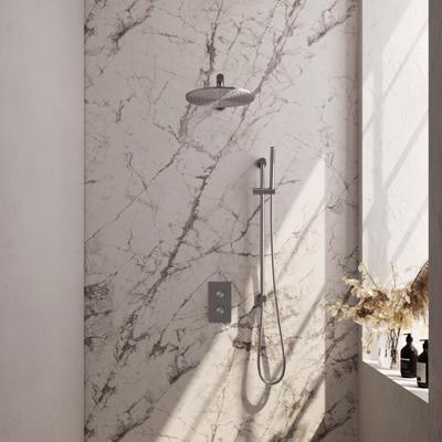 Inbouw Regendouche Set Brauer Brushed Edition Wanduitloop Ronde Hoofddouche 30 cm Met Glijstang RVS Look Brauer