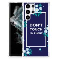 Samsung Galaxy S22 Ultra Anti Shock Case Flowers Blue DTMP - thumbnail