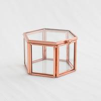 Glazen ringdoosje hexagon roségoud (8x7x5cm) House of Gia - thumbnail