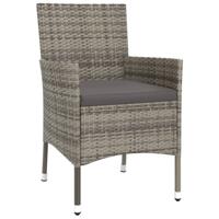 3-delige Tuinset met kussens poly rattan grijs - thumbnail