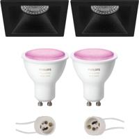 Philips Hue LED Spot Set GU10 - Vierkant Mat Zwart - Bluetooth - thumbnail