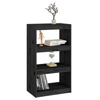Boekenkast/kamerscherm 60x30x103,5 cm massief grenenhout zwart - thumbnail