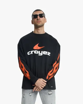 Croyez Service Dept Longsleeve Heren Zwart/Oranje - Maat XL - Kleur: ZwartOranje | Soccerfanshop Croyez Service Dept Longsleeve Heren Zwart/Oranje - Maat XL - Kleur: ZwartOranje | Soccerfanshop