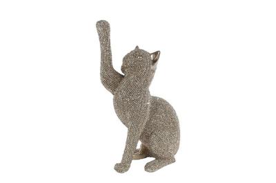 Sculptuur Kat glinster goud polystone