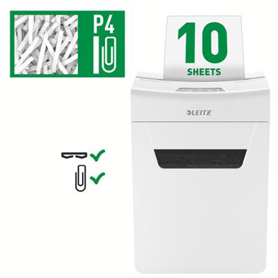Leitz IQ 10X Protect Premium P4 Papierversnipperaar 10 vellen Cross cut 4 x 40 mm P-4 18 l Ook geschikt voor Nietjes, Paperclips Leitz IQ 10X Protect Premium P4 Papierversnipperaar 10 vellen Cross cut 4 x 40 mm P-4 18 l Ook geschikt voor Nietjes, Paperclips