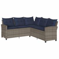 Loungebank met kussens L-vormig poly rattan grijs - thumbnail