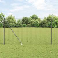 VidaXL Hek met paal grijs 1,5 x 10 m staal en pvc - thumbnail
