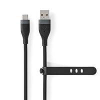 Nedis USB-Kabel | USB 2.0 | USB-A Male | USB-C Male | 15 W | 480 Mbps | Vernikkeld | 1.50 m | Rond | Silicone | Zwart | Doos - CCGB60800BK15 - thumbnail