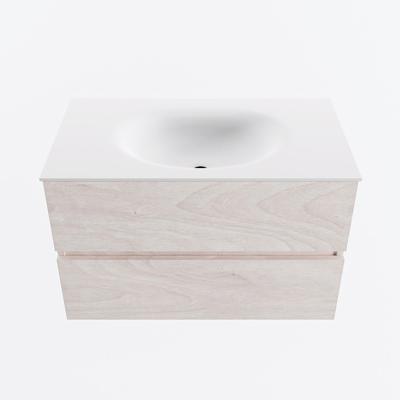 MONDIAZ VICA 80cm badmeubel onderkast Underlayment 2 lades. Wastafel MOON midden zonder kraangat, kleur Talc.