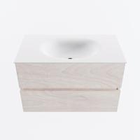 MONDIAZ VICA 80cm badmeubel onderkast Underlayment 2 lades. Wastafel MOON midden zonder kraangat, kleur Talc. - thumbnail