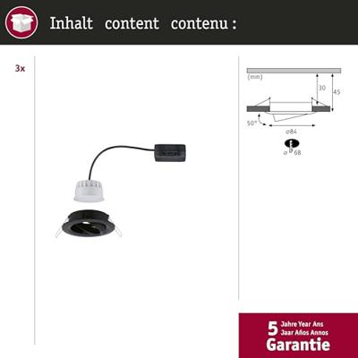 Paulmann 94472 Nova LED-inbouwlamp LED 18 W Zwart (mat) Paulmann 94472 Nova LED-inbouwlamp LED 18 W Zwart (mat)