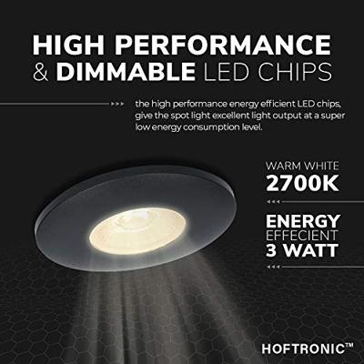 Set van 5 Pavo - Platte LED opbouwspots 23mm - 3W 300lm - 2700K - Dimbaar - Rond - IP44 - Zwart Set van 5 Pavo - Platte LED opbouwspots 23mm - 3W 300lm - 2700K - Dimbaar - Rond - IP44 - Zwart