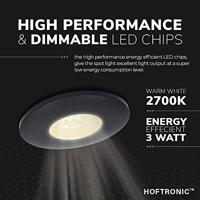 Set van 5 Pavo - Platte LED opbouwspots 23mm - 3W 300lm - 2700K - Dimbaar - Rond - IP44 - Zwart - thumbnail