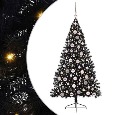 VidaXL Kunstmatig voorverlicht kerstboom met 300 led zwart 180 cm pvc