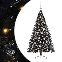 VidaXL Kunstmatig voorverlicht kerstboom met 300 led zwart 180 cm pvc - thumbnail