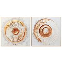 Schilderij Home ESPRIT Wit Gouden Cirkels 80 x 3,5 x 80 cm (2 Stuks) - thumbnail
