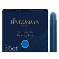 Waterman inktpatronen Standard, blauw (Serenity), blister van 36 stuks - thumbnail