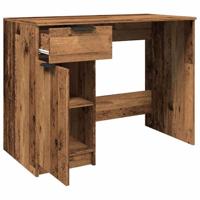 Bureau 100x50x75 cm bewerkt hout oud houtkleurig - thumbnail