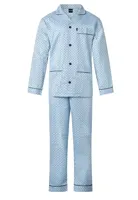 Katoenen heren pyjama met knoopsluiting - Blauw - Katoenen doorknoop pyjama lange mouw - thumbnail