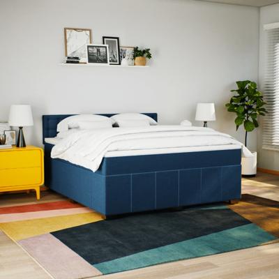 Boxspring met matras stof blauw 100x200 cm - thumbnail