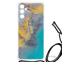 Samsung Galaxy A13 5G | A04s Anti-Shock Hoesje Marble Blue Gold - thumbnail