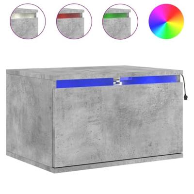 Nachtkastjes met LED's 2 st wandgemonteerd betongrijs