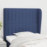Hoofdbord met randen 93x23x118/128 cm stof blauw - thumbnail