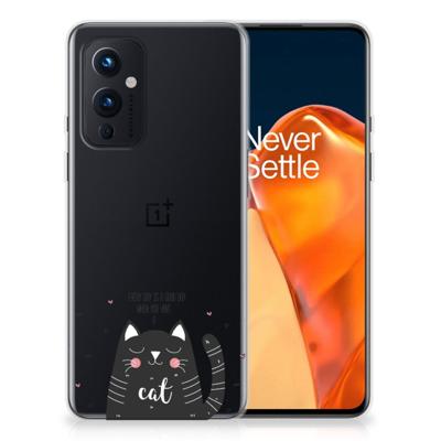 OnePlus 9 Telefoonhoesje met Naam Cat Good Day OnePlus 9 Telefoonhoesje met Naam Cat Good Day