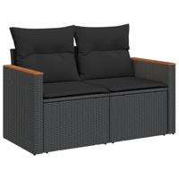 11-delige Loungeset met kussens poly rattan zwart - thumbnail