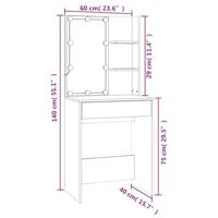 Kaptafel met kastjes en LED's bewerkt hout gerookt eikenkleurig - thumbnail