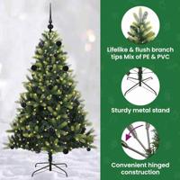 VidaXL Kunstkerstboom met scharnier 150 leds groen 150 cm pvc en pe - thumbnail