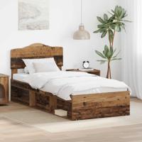 Bedframe met hoofdeinde Oudhout 90 x 200 cm Massief grenenhout - thumbnail