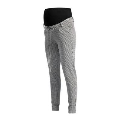 Noppies tapered fit zwangerschapsbroek pied-de-poule zwart/ wit