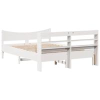 Bedframe met hoofdbord massief grenenhout wit 135x190 cm - thumbnail