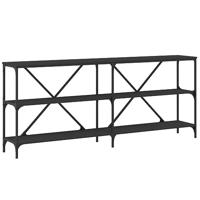 Wandtafel 180x30x75 cm bewerkt hout en ijzer zwart - thumbnail