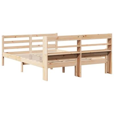 Bedframe met hoofdbord massief grenenhout 140x190 cm