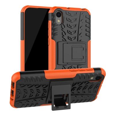 Schokbestendige PC + TPU Tire patroon Case voor Huawei Honor 8s met houder (oranje)