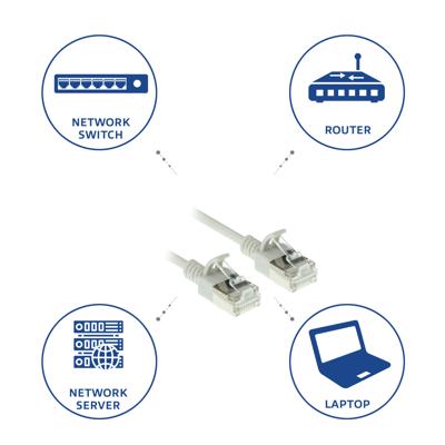 ACT Grijze 5 meter LSZH U/FTP CAT6A datacenter slimline patchkabel snagless met RJ45 connectoren ACT Grijze 5 meter LSZH U/FTP CAT6A datacenter slimline patchkabel snagless met RJ45 connectoren
