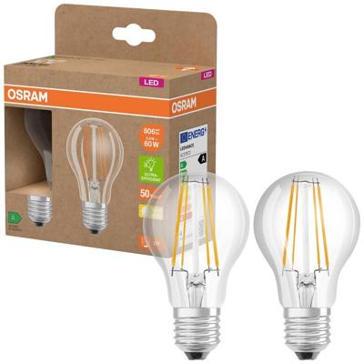OSRAM HOMELIGHTING 4099854253508 LED-lamp Energielabel A (A - G) E27 Peer 3.8 W = 60 W Warmwit (Ø x h) 60 mm x 60 mm 2 stuk(s)