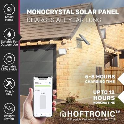 Helios Smart Solar Breedstraler - Vervangt 50 Watt - 410 lumen - 6500K - IP65 waterdicht - IK08 - Bestuurbaar via app - Google Home, Amazon Alexa en Siri - Schijnwerper op zonne energie Helios Smart Solar Breedstraler - Vervangt 50 Watt - 410 lumen - 6500K - IP65 waterdicht - IK08 - Bestuurbaar via app - Google Home, Amazon Alexa en Siri - Schijnwerper op zonne energie