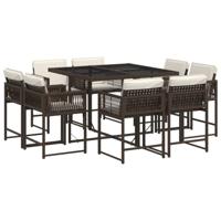 9-delige Tuinset met kussens poly rattan bruin - thumbnail
