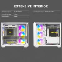 Antec C5 ARGB Midi-tower PC-behuizing Wit Zijvenster, Stoffilter, 4 voorgeïnstalleerde LED-ventilators - thumbnail