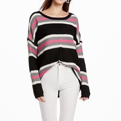 Vrouwen Knitwear coltrui trui maat: S (zwarte poeder strepen)