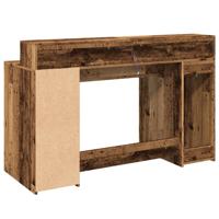 Bureau met LED-verlichting 140x55x91 cm bewerkt hout oud hout - thumbnail