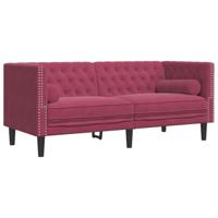 Tweezitsbank Chesterfield-stijl en bolsters fluweel wijnrood - thumbnail