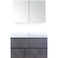 Maxx XL Badmeubelset 100 cm - Beton Antraciet - Wastafel Just Zonder Kraangat met Spiegelkast - thumbnail