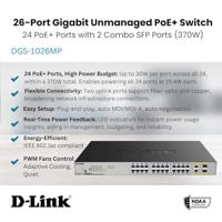 D-Link DGS-1026MP Layer2 PoE+ Gigabit Switch (26 poorten, waarvan 24 x 10/100/1000 Mbit/s PoE-poorten en 2 Gigabit Combo Uplinkpoorten), zwart - thumbnail